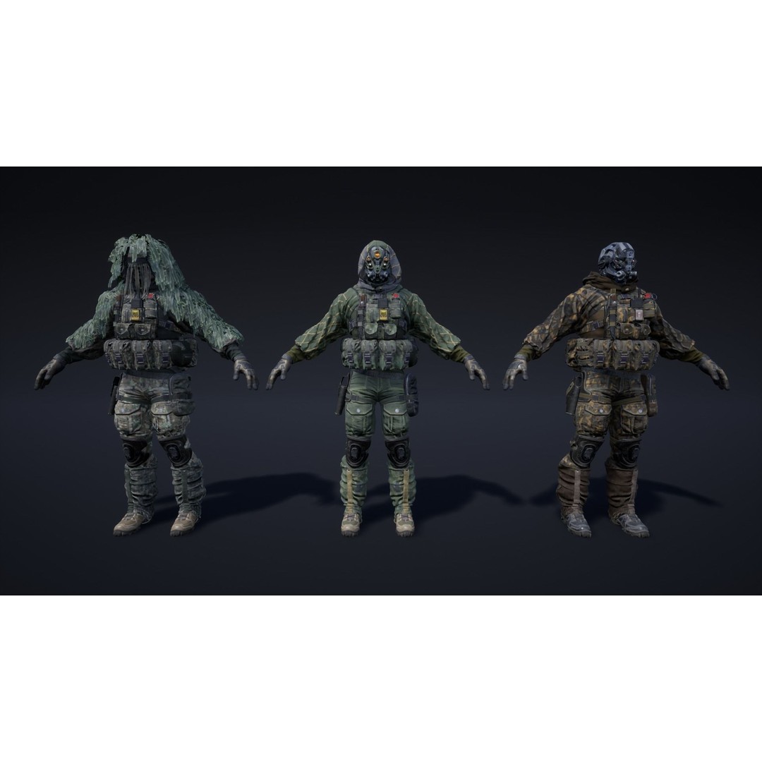 Sniper 3D Model – Low Poly Character with PBR Textures, FBX - View 7