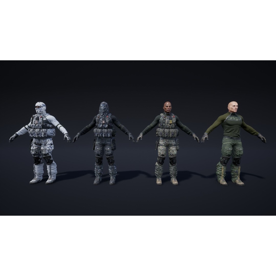 Sniper 3D Model – Low Poly Character with PBR Textures, FBX - View 8