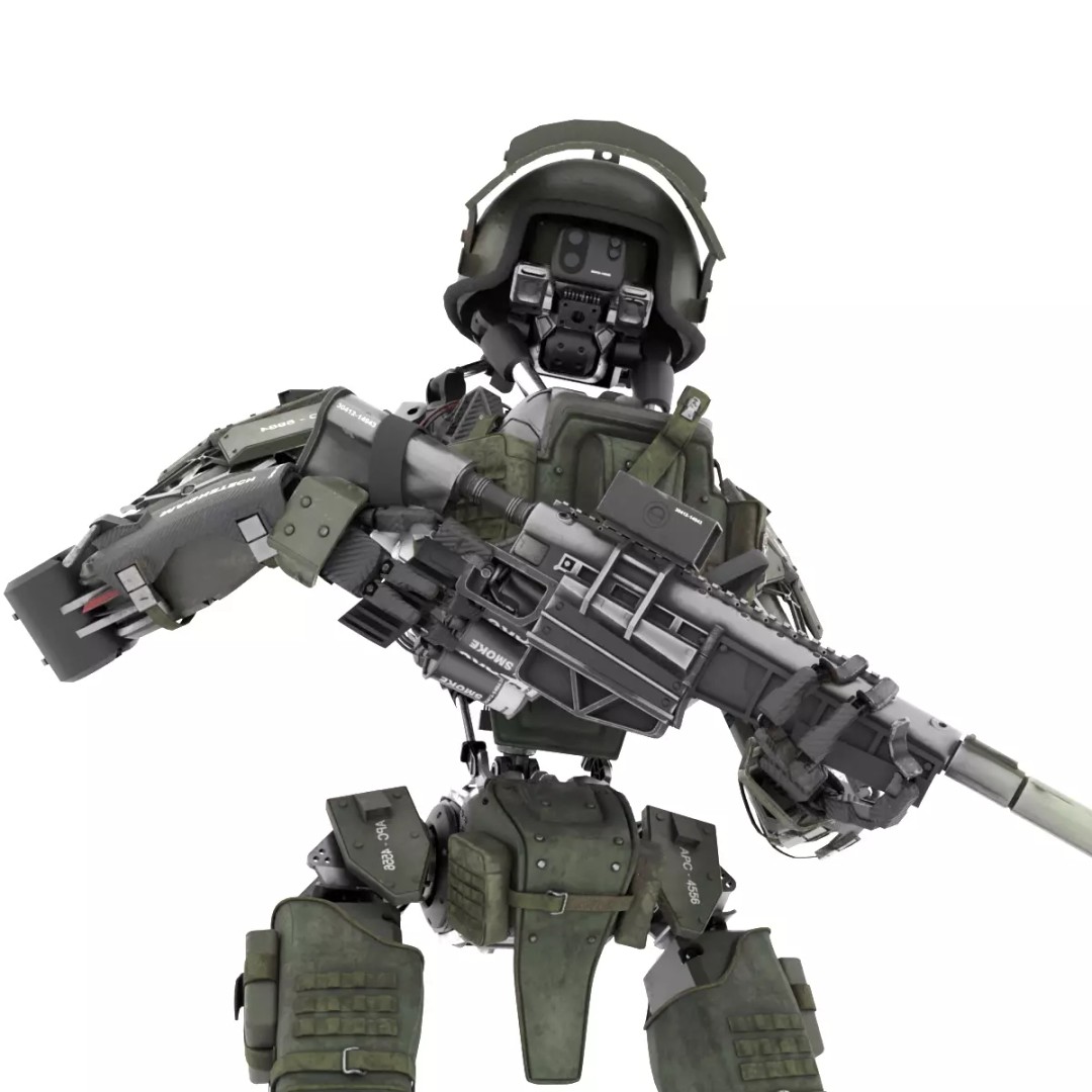 Military Humanoid Robot 3D Model – Rigged Character Asset, FBX - View 14