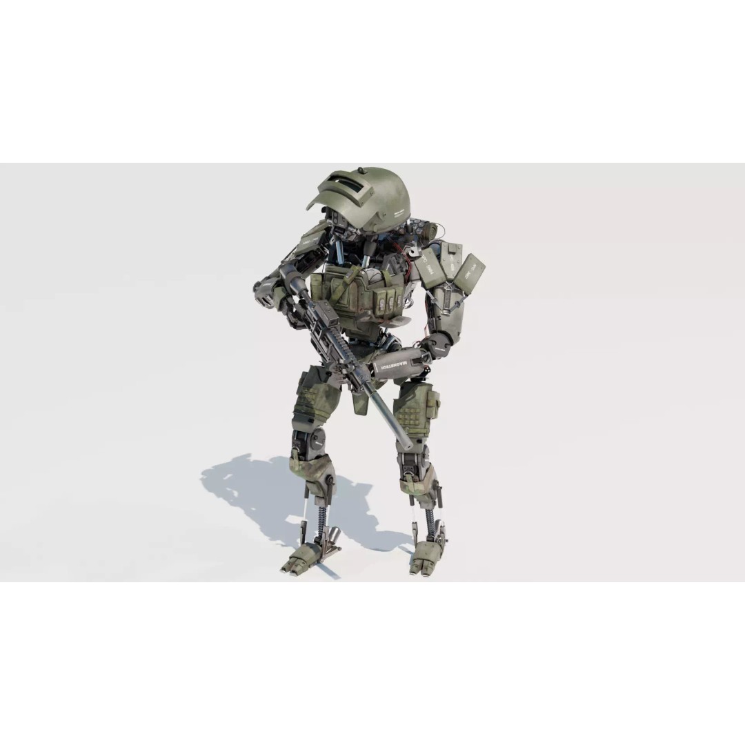 Military Humanoid Robot 3D Model – Rigged Character Asset, FBX - View 15