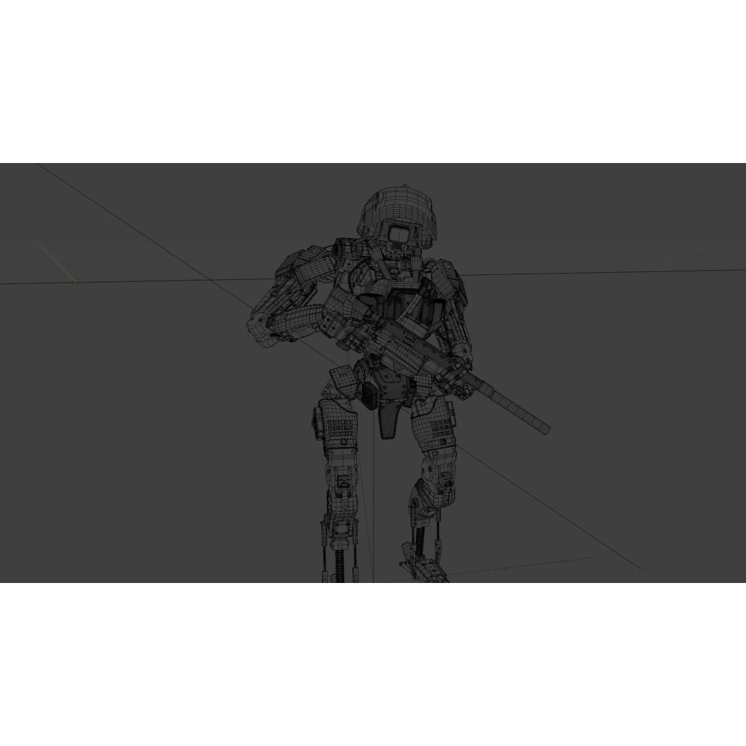 Military Humanoid Robot 3D Model – Rigged Character Asset, FBX - View 21