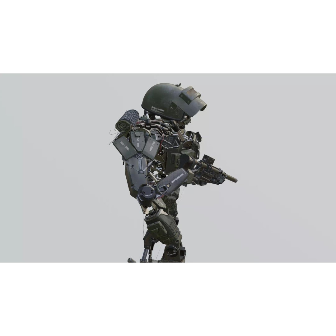Military Humanoid Robot 3D Model – Rigged Character Asset, FBX - View 24