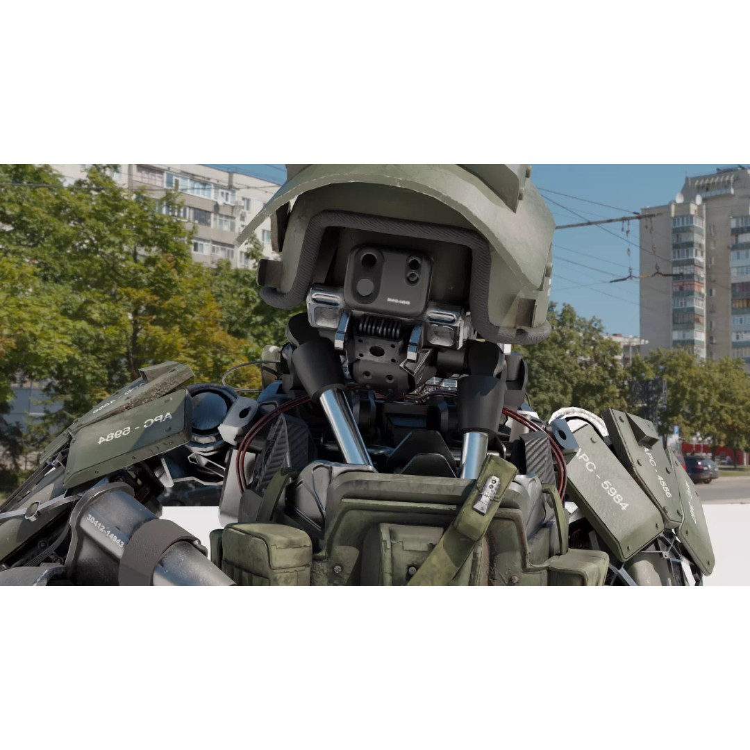 Military Humanoid Robot 3D Model – Rigged Character Asset, FBX - View 6