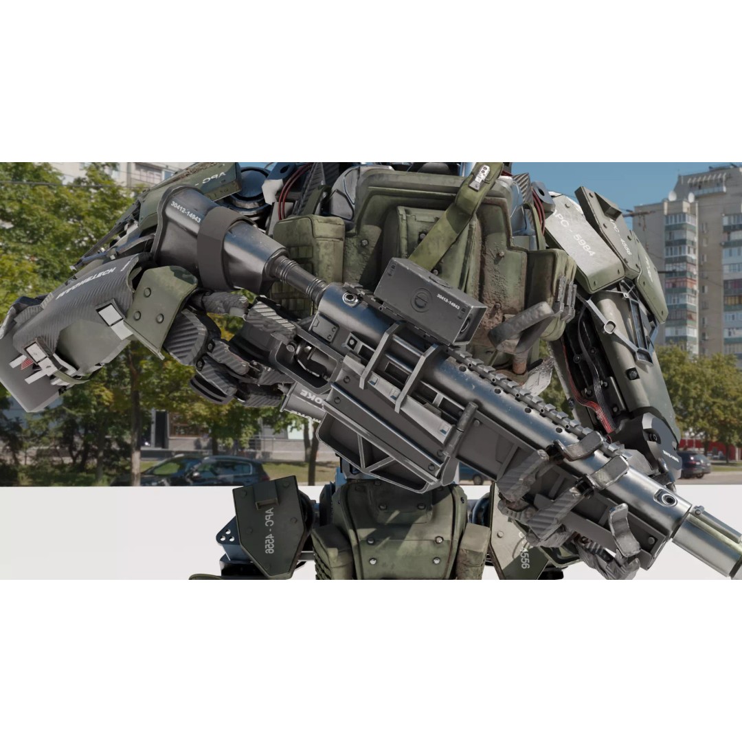 Military Humanoid Robot 3D Model – Rigged Character Asset, FBX - View 8