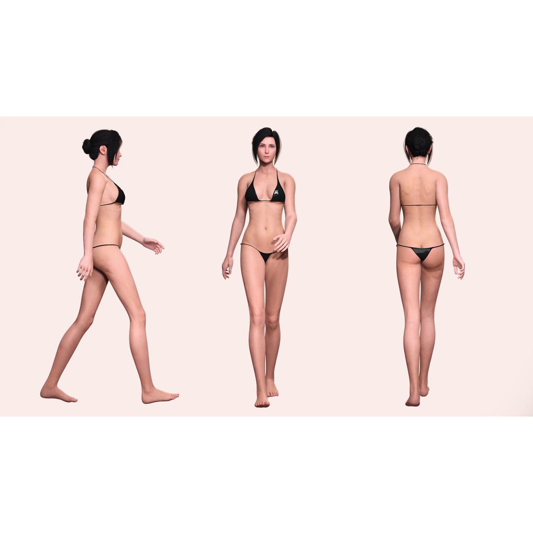 Realistic Female 3D Model – Rigged Low-Poly Character for Animation - View 10