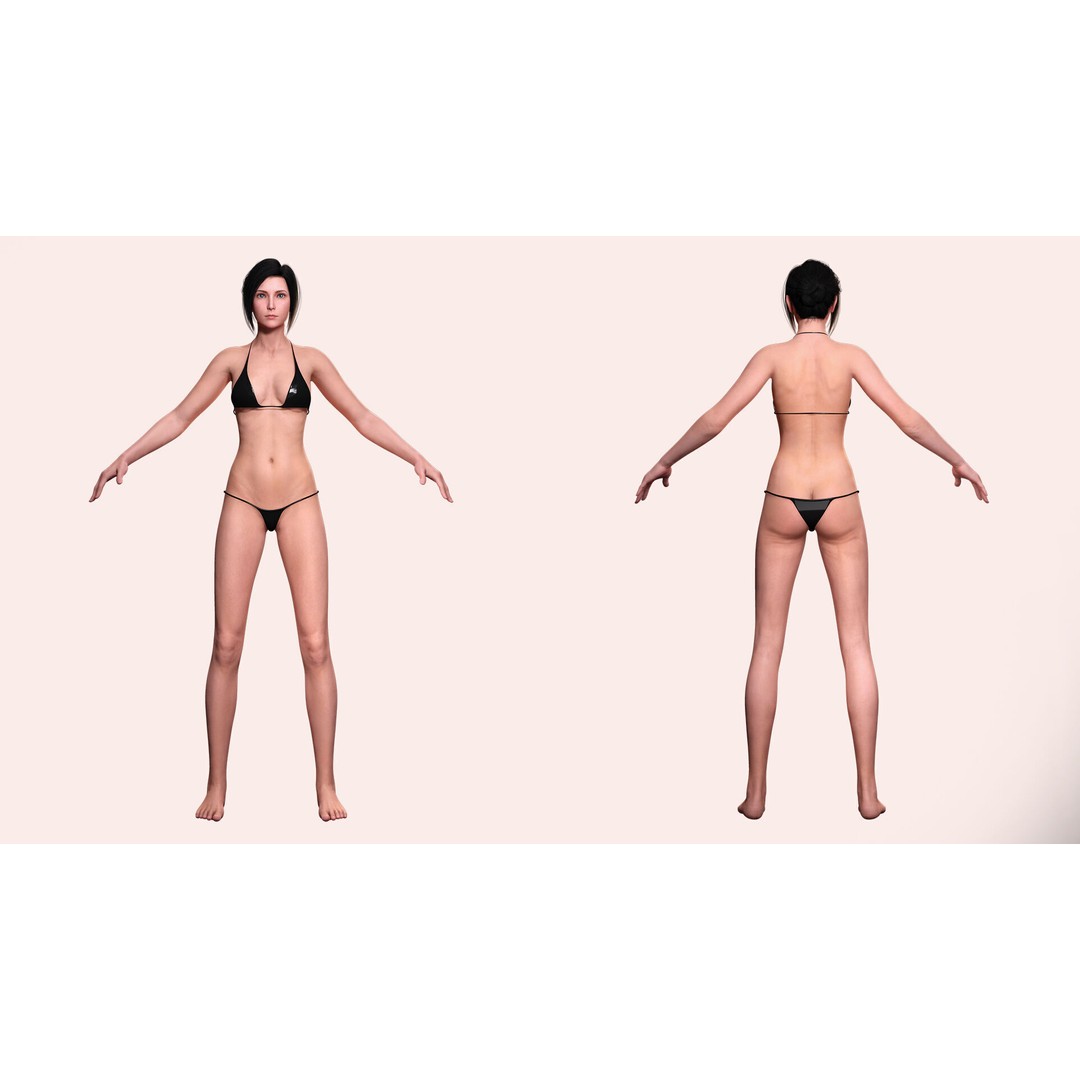 Realistic Female 3D Model – Rigged Low-Poly Character for Animation - View 4