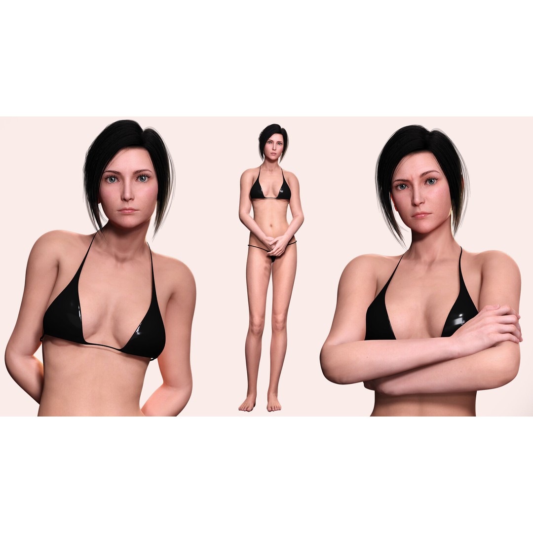 Realistic Female 3D Model – Rigged Low-Poly Character for Animation - View 9