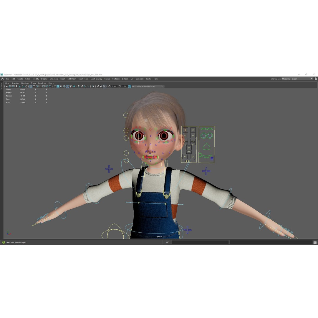 Young Teen Girl 3D Model – Rigged Low Poly Character for Games, FBX - View 12