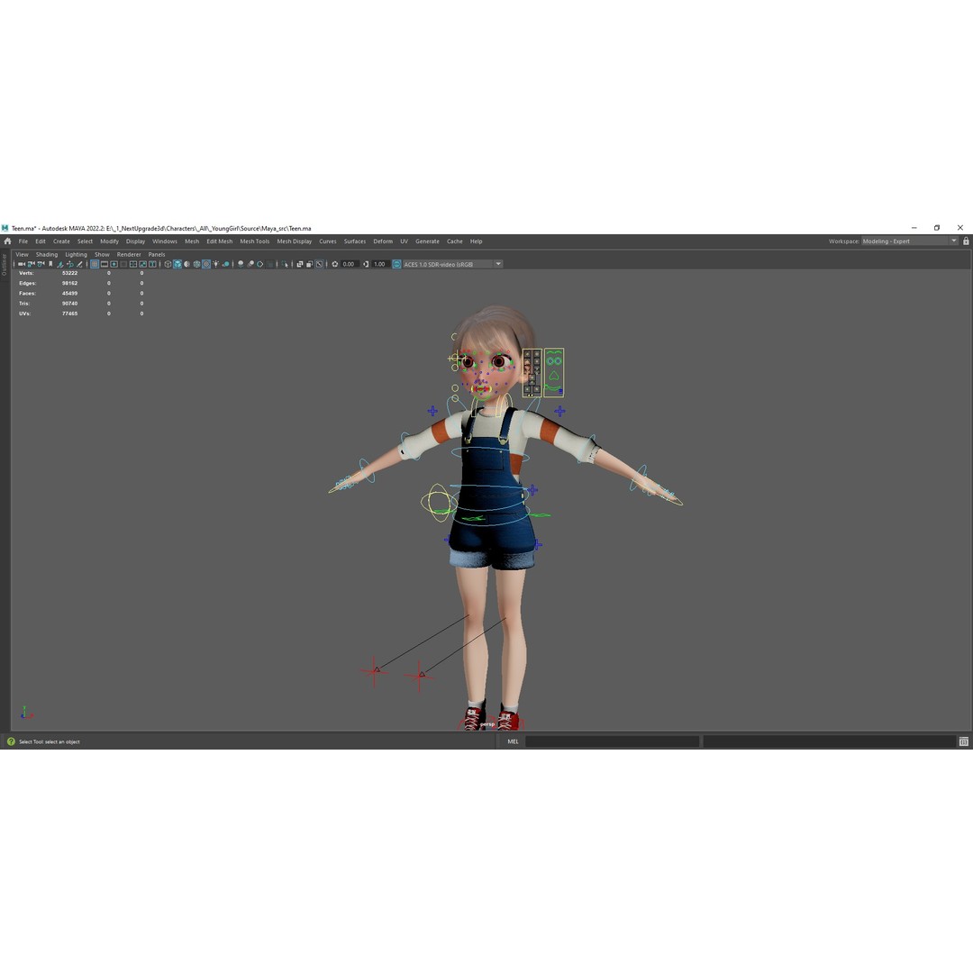 Young Teen Girl 3D Model – Rigged Low Poly Character for Games, FBX - View 13
