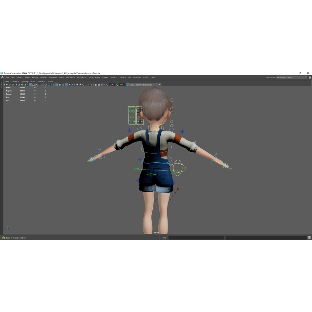 Young Teen Girl 3D Model – Rigged Low Poly Character for Games, FBX - View 14
