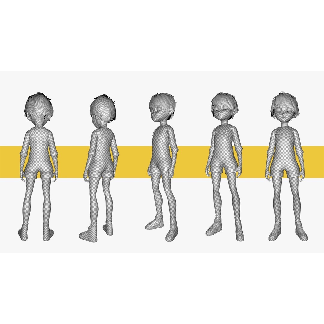 Young Teen Girl 3D Model – Rigged Low Poly Character for Games, FBX - View 20