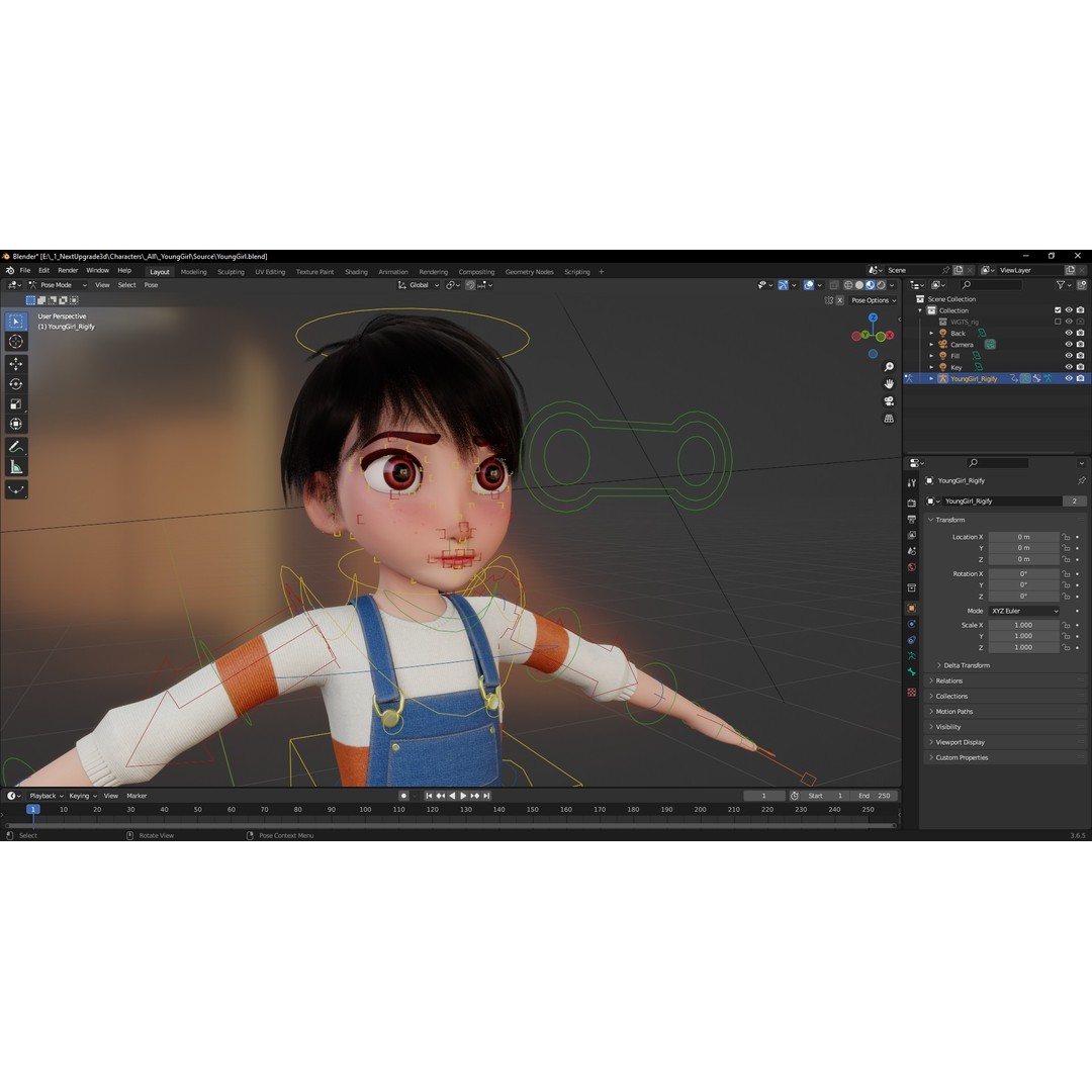 Young Teen Girl 3D Model – Rigged Low Poly Character for Games, FBX - View 8