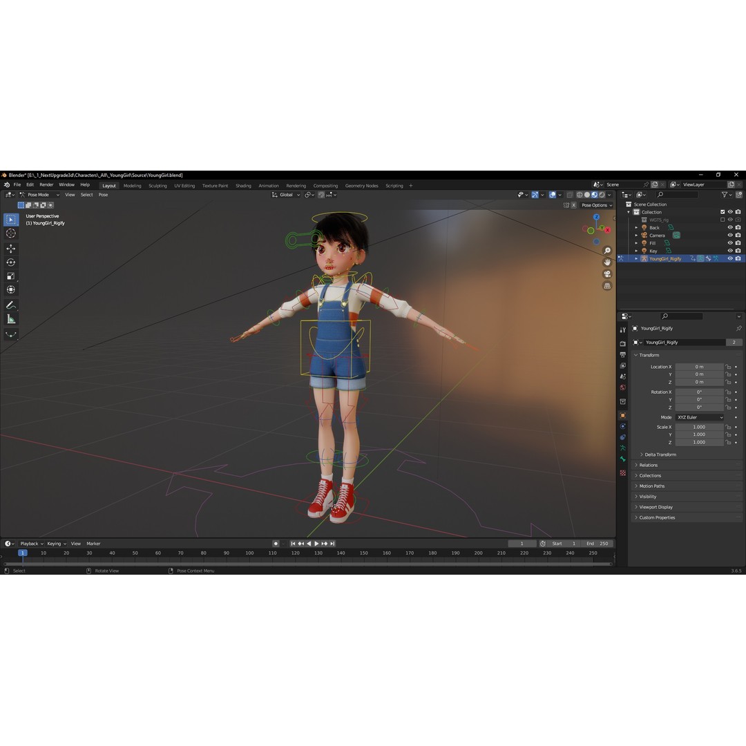 Young Teen Girl 3D Model – Rigged Low Poly Character for Games, FBX - View 9