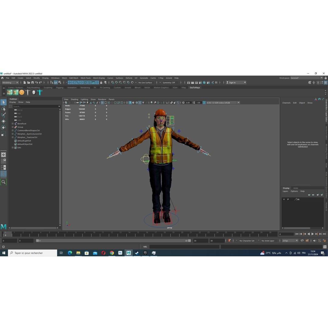 Female Construction Worker 3D Model – Low Poly Rigged Character, FBX - View 12
