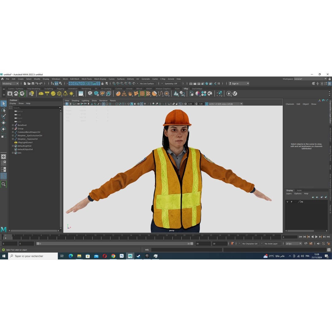 Female Construction Worker 3D Model – Low Poly Rigged Character, FBX - View 13