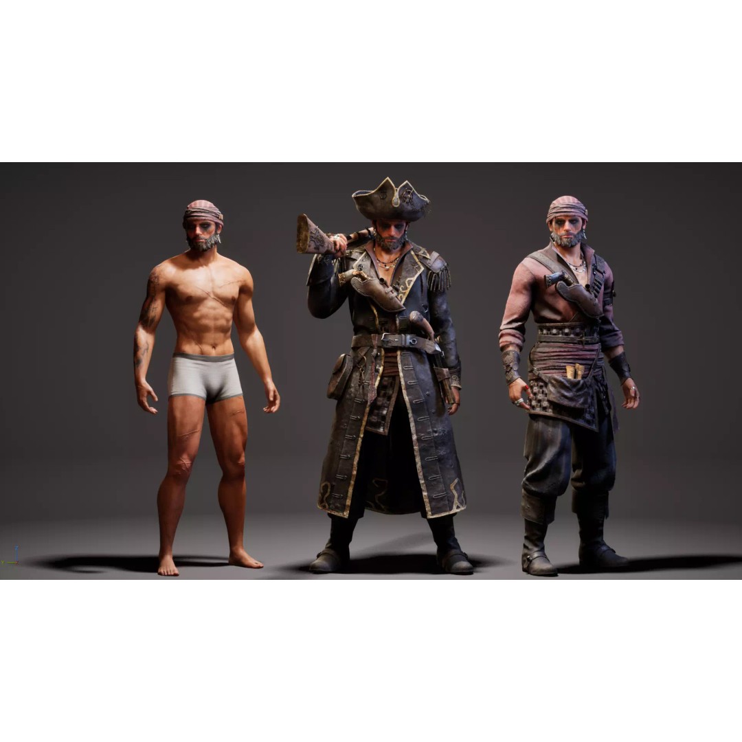 N5 Pirates 3D Model – Low Poly Game-Ready Character, FBX - View 10
