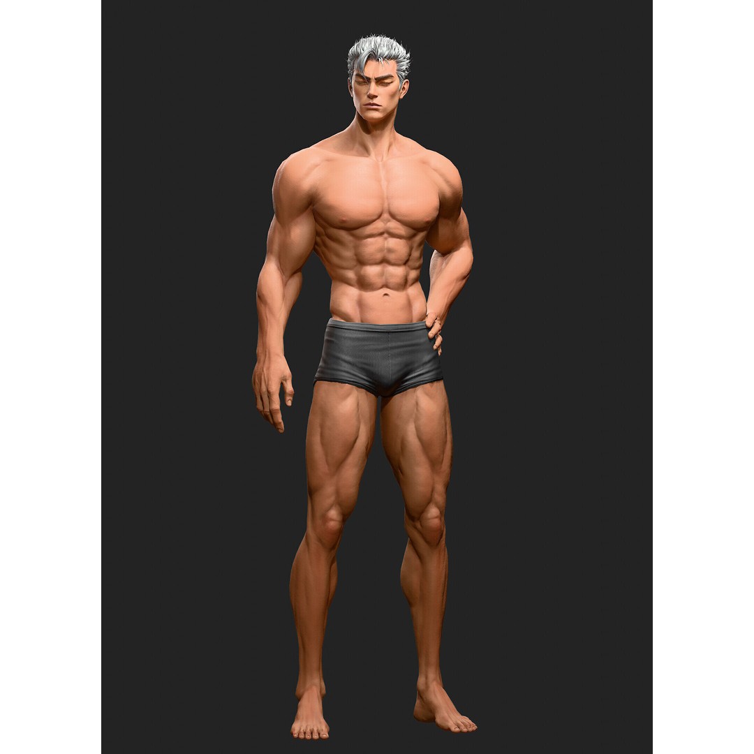3D Male Body Base-Mesh 3D Model – High Poly Game Asset, FBX, OBJ, Blender