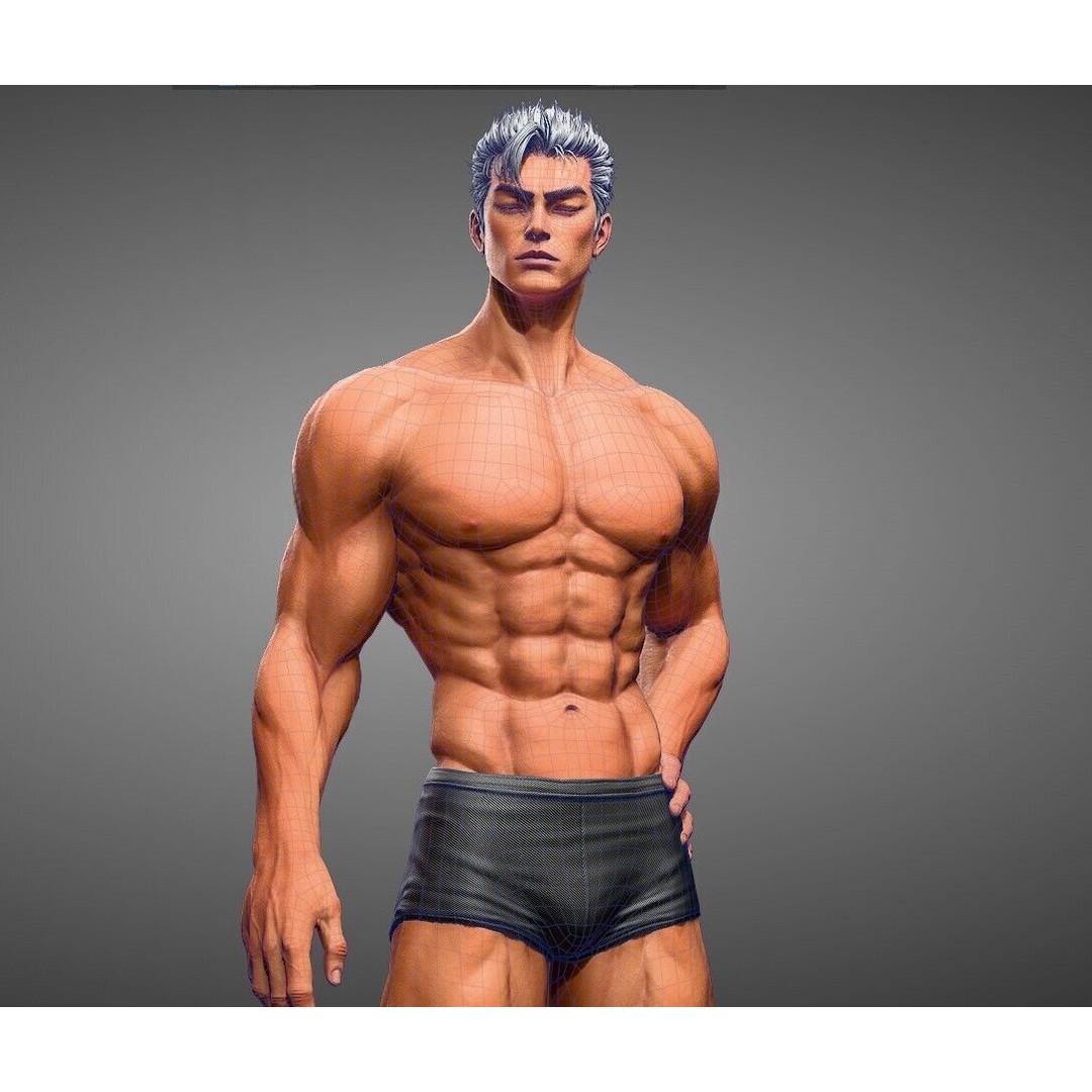 3D Male Body Base-Mesh 3D Model – High Poly Game Asset, FBX, OBJ, Blender - View 10