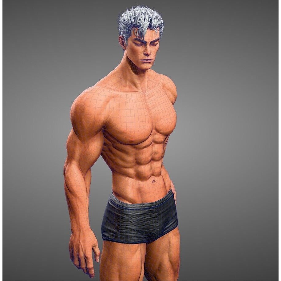 3D Male Body Base-Mesh 3D Model – High Poly Game Asset, FBX, OBJ, Blender - View 3