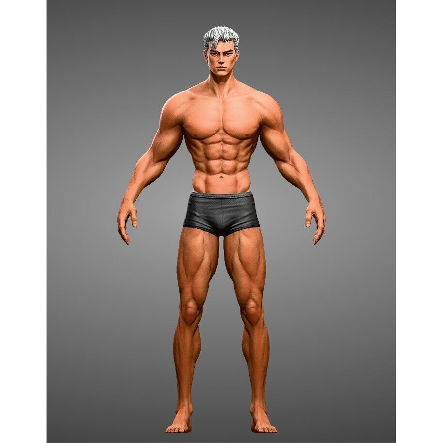 3D Male Body Base-Mesh 3D Model – High Poly Game Asset, FBX, OBJ, Blender - View 5