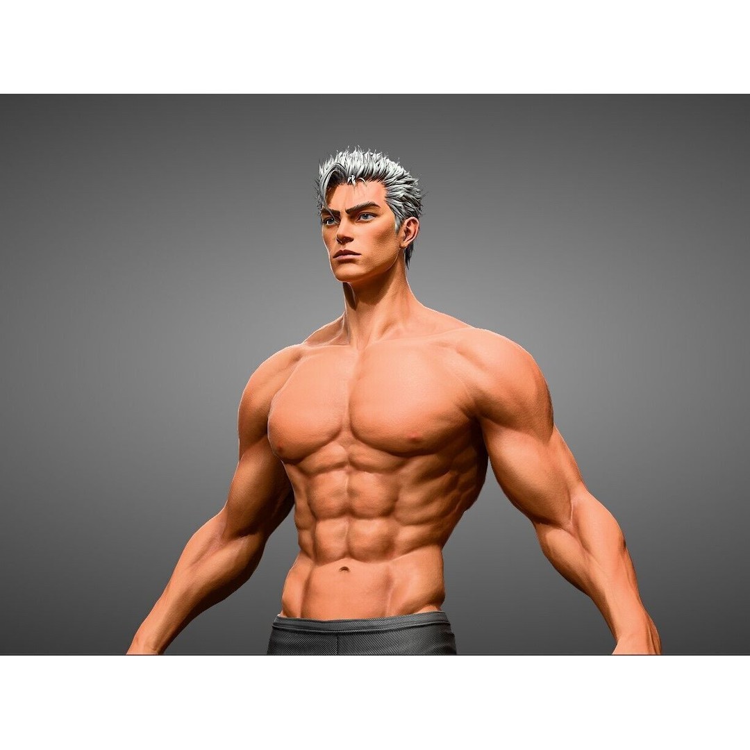 3D Male Body Base-Mesh 3D Model – High Poly Game Asset, FBX, OBJ, Blender - View 9