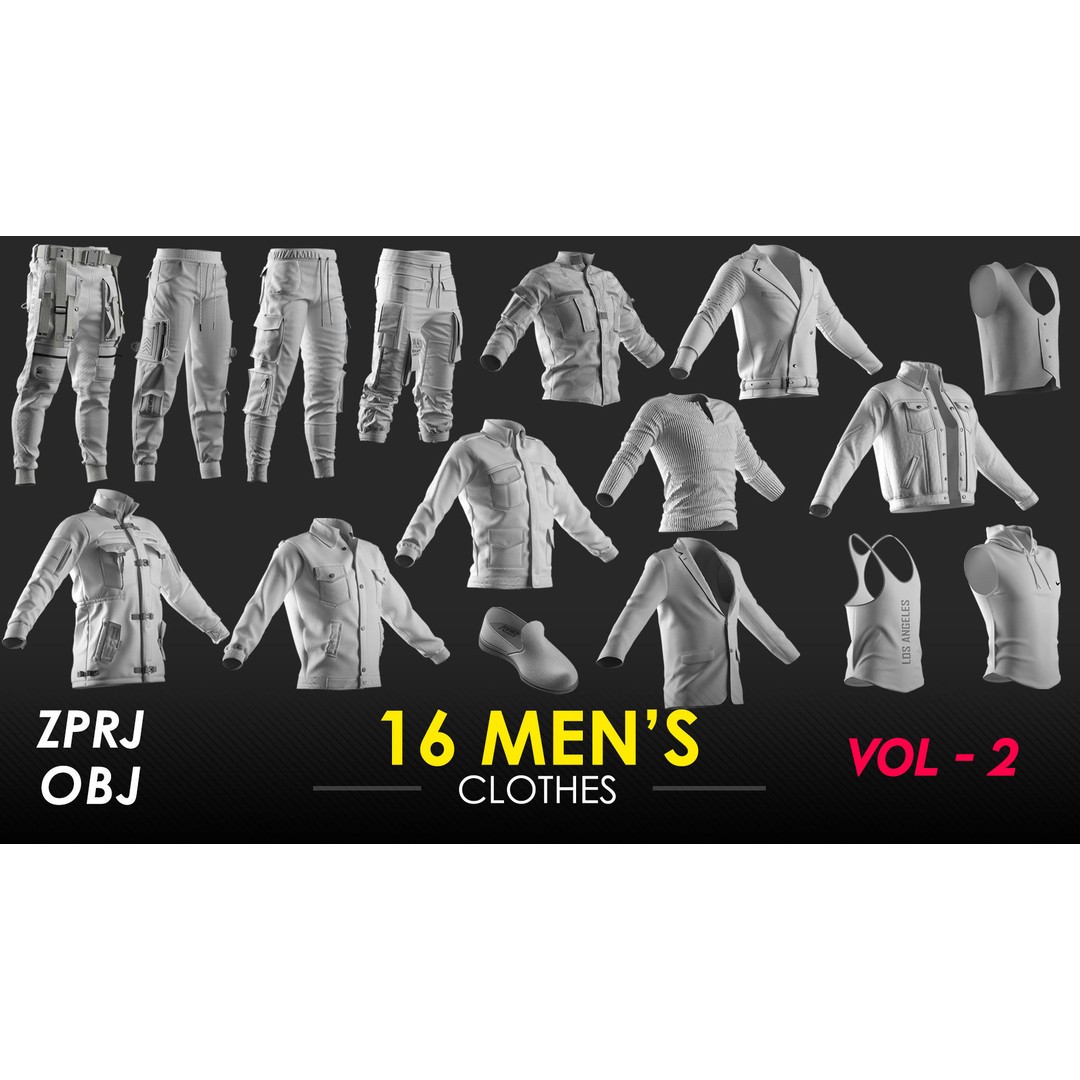 Men's Clothing 3D Model – High Poly Marvelous Designer Apparel, OBJ - View 3