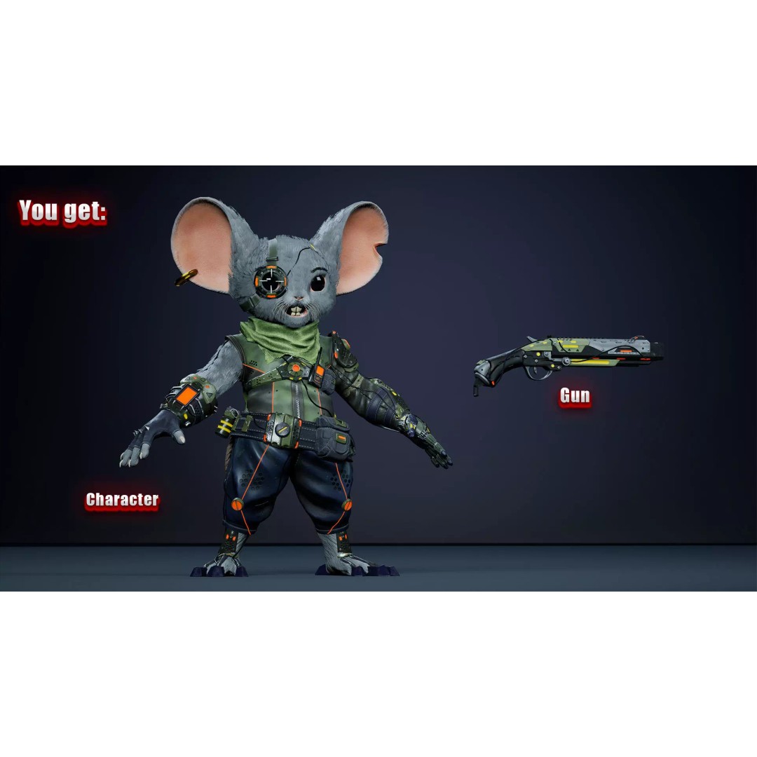 Alien Mouse 3D Model – Low Poly Animated Character, FBX - View 3