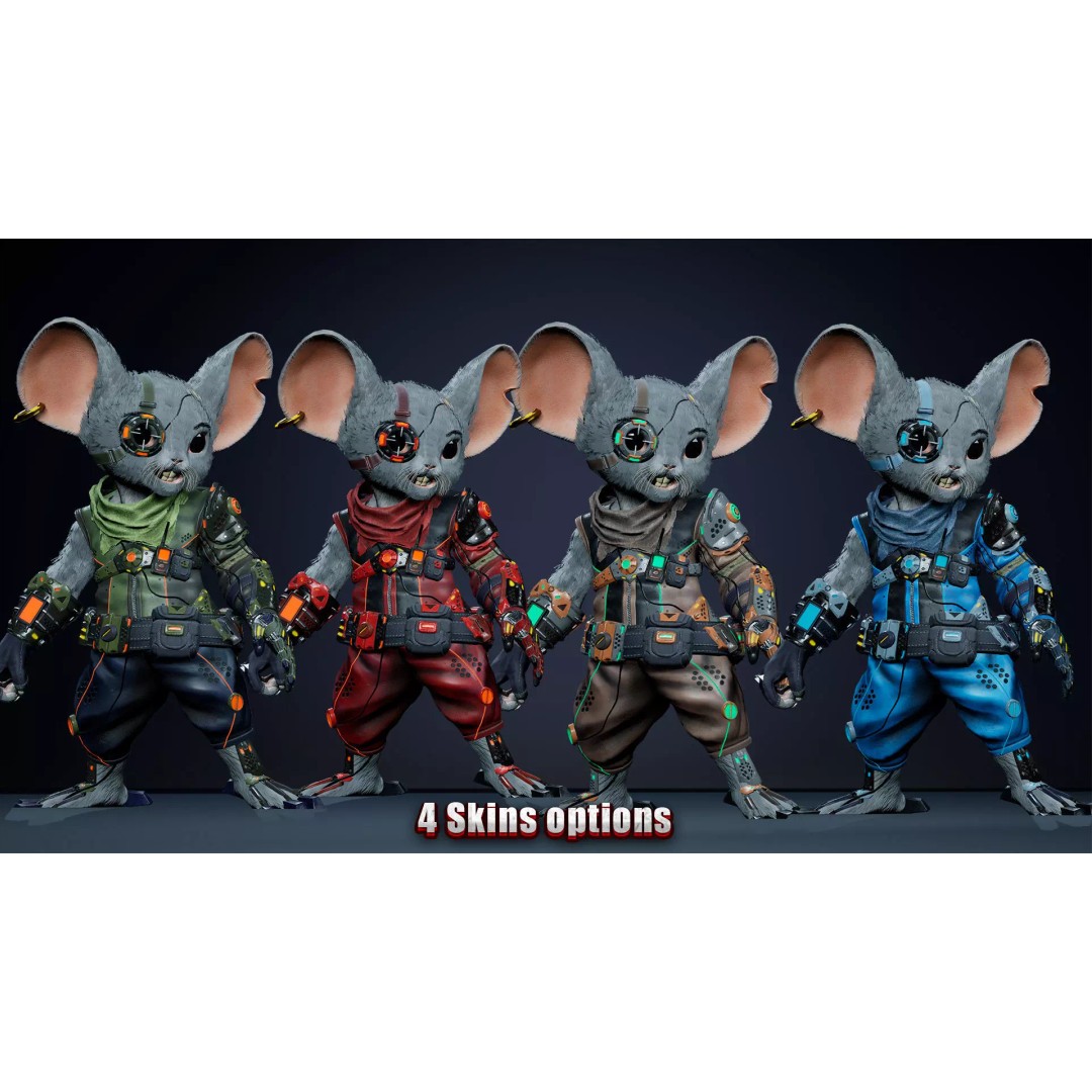 Alien Mouse 3D Model – Low Poly Animated Character, FBX - View 5