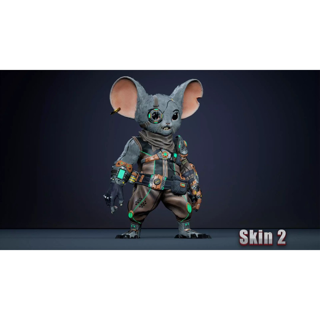 Alien Mouse 3D Model – Low Poly Animated Character, FBX - View 7