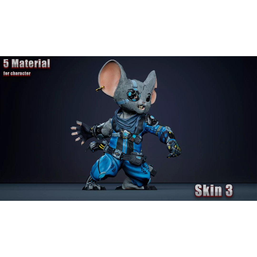 Alien Mouse 3D Model – Low Poly Animated Character, FBX - View 8