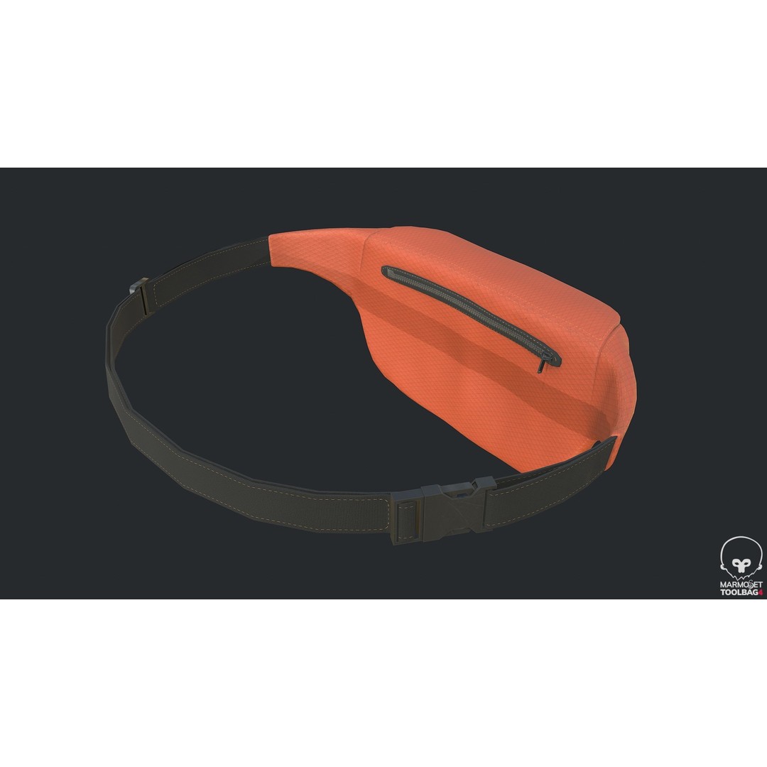 PBR Fanny Pack 3D Model – Low Poly Accessory, FBX, OBJ, Blender