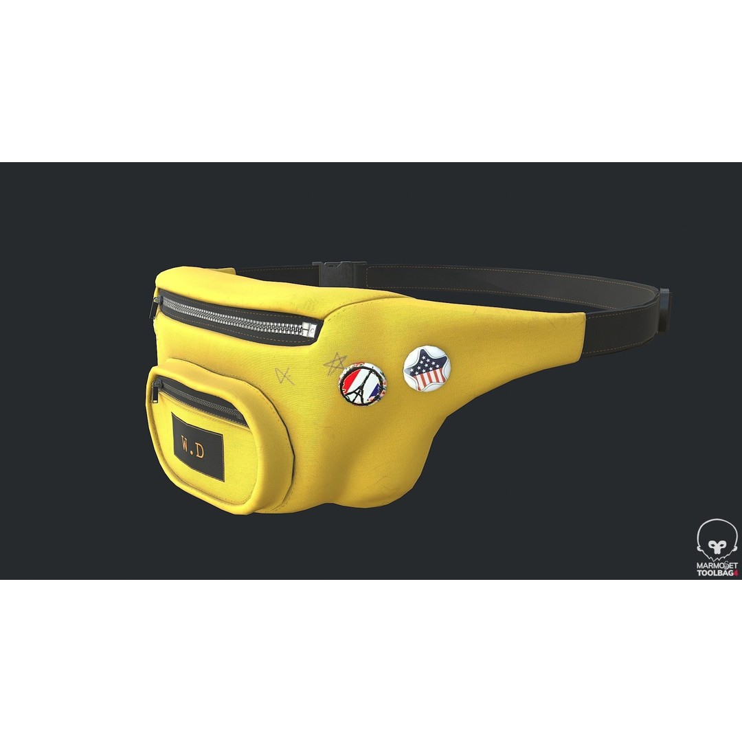 PBR Fanny Pack 3D Model – Low Poly Accessory, FBX, OBJ, Blender - View 10