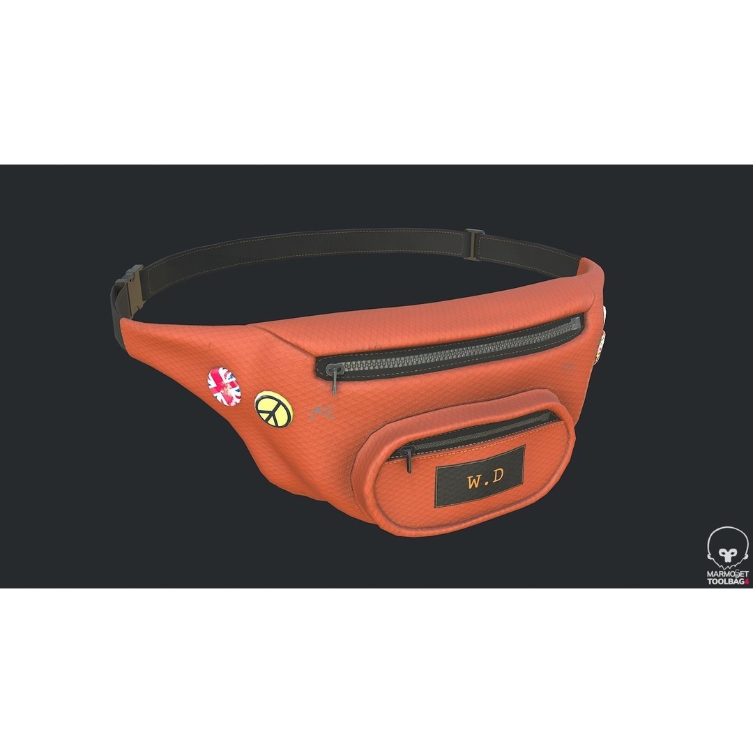 PBR Fanny Pack 3D Model – Low Poly Accessory, FBX, OBJ, Blender - View 12