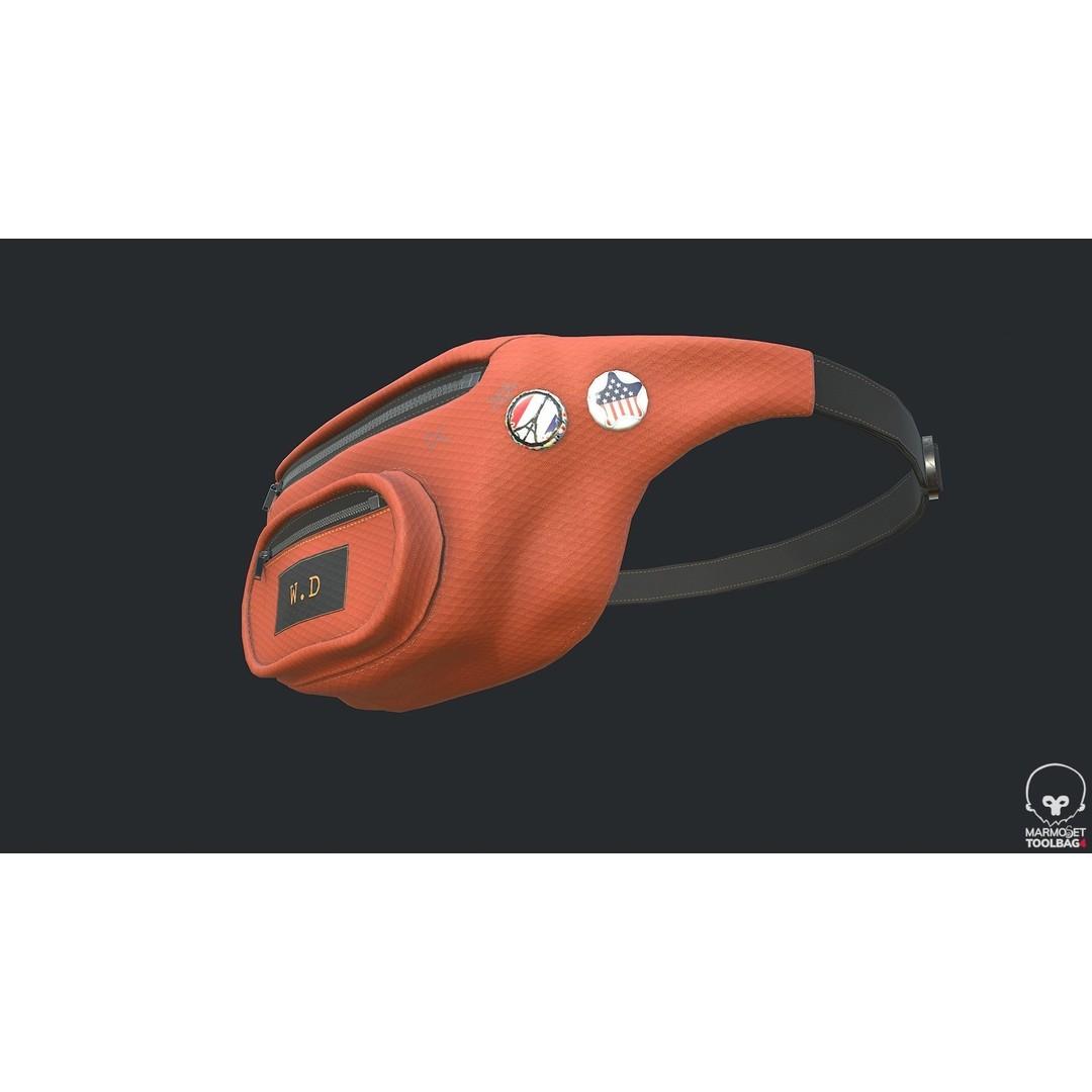 PBR Fanny Pack 3D Model – Low Poly Accessory, FBX, OBJ, Blender - View 13