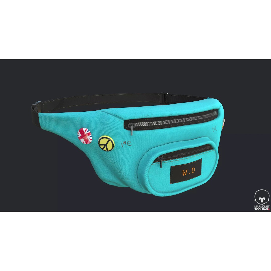 PBR Fanny Pack 3D Model – Low Poly Accessory, FBX, OBJ, Blender - View 2