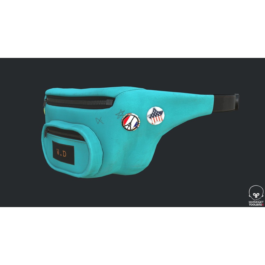 PBR Fanny Pack 3D Model – Low Poly Accessory, FBX, OBJ, Blender - View 3