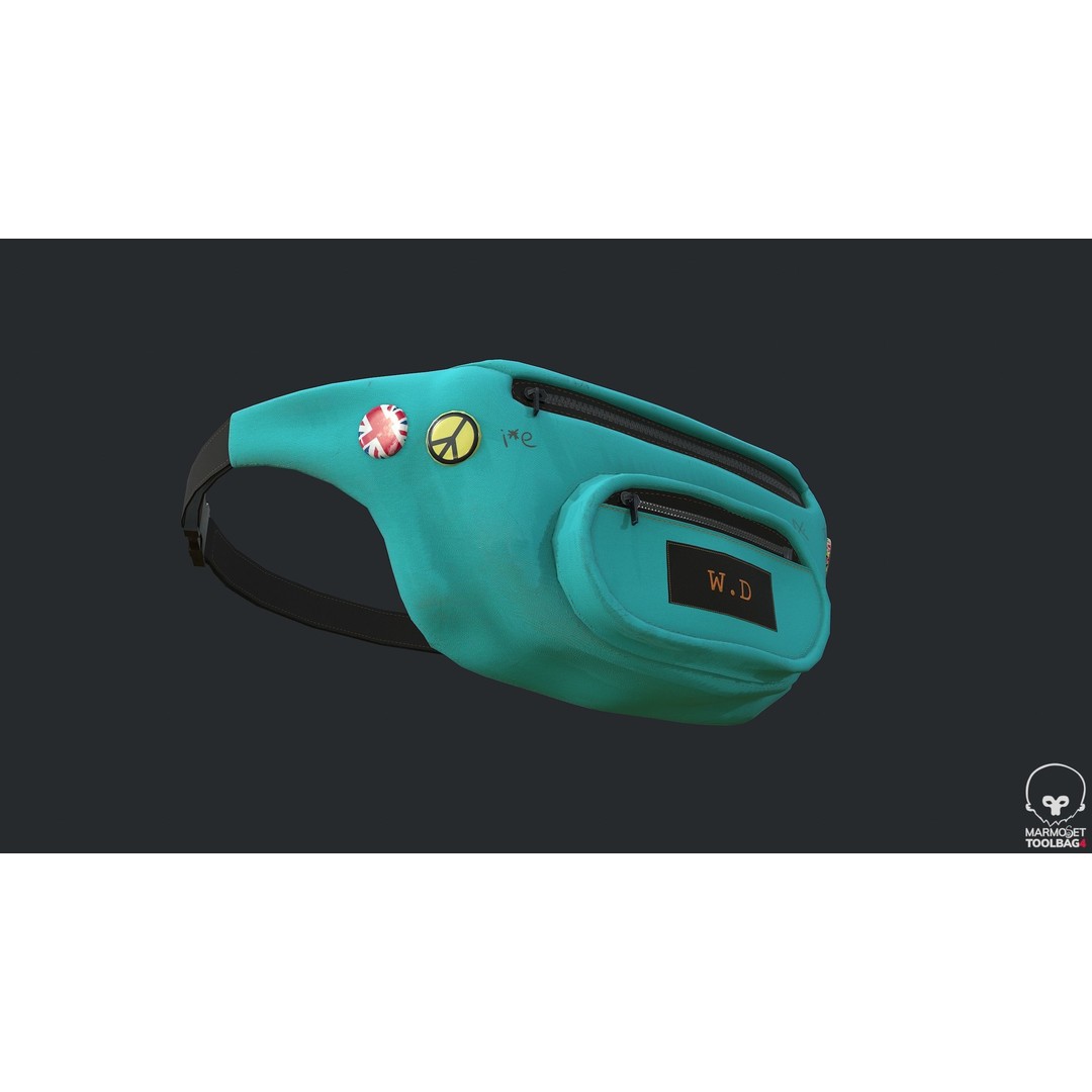 PBR Fanny Pack 3D Model – Low Poly Accessory, FBX, OBJ, Blender - View 7