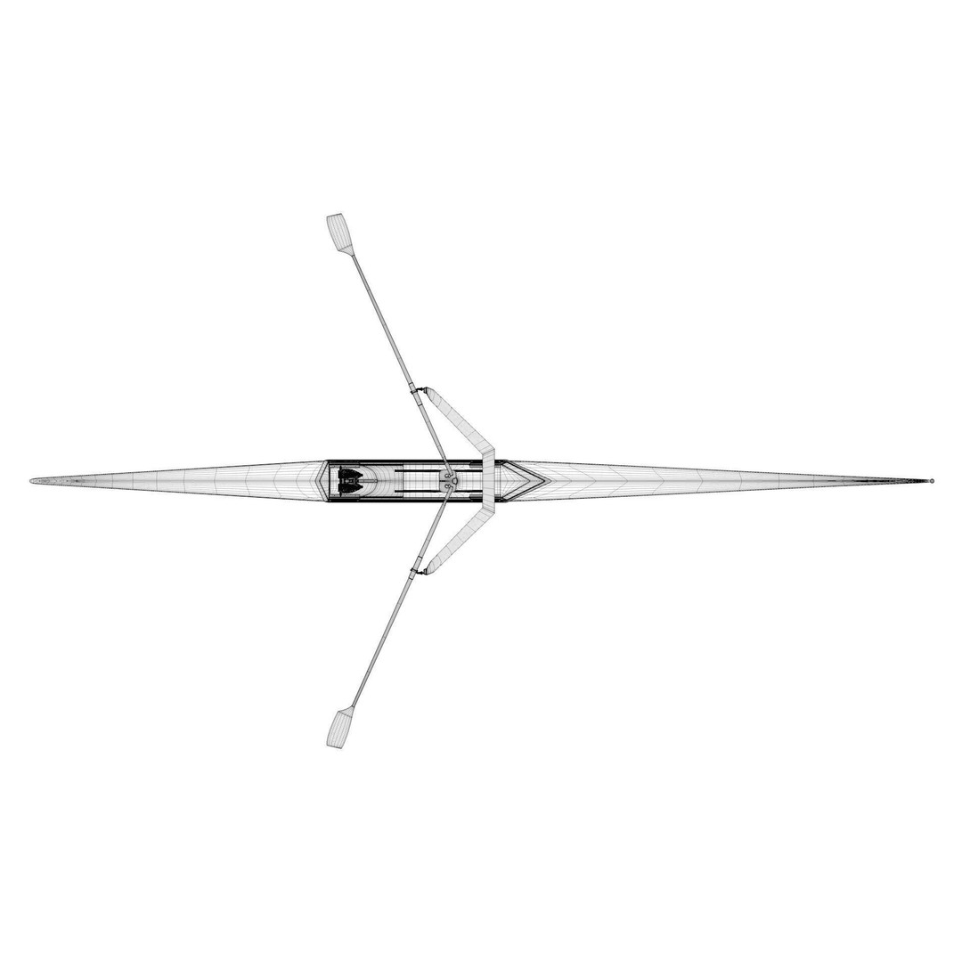 Rowing Boat 3D Model – Rigged Single Scull with PBR Textures - View 12
