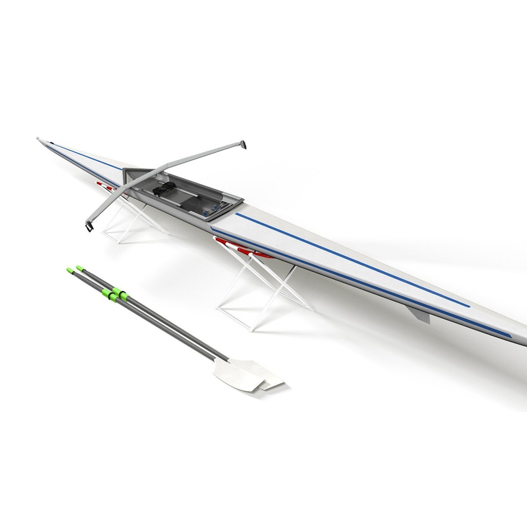 Rowing Boat 3D Model – Rigged Single Scull with PBR Textures - View 2