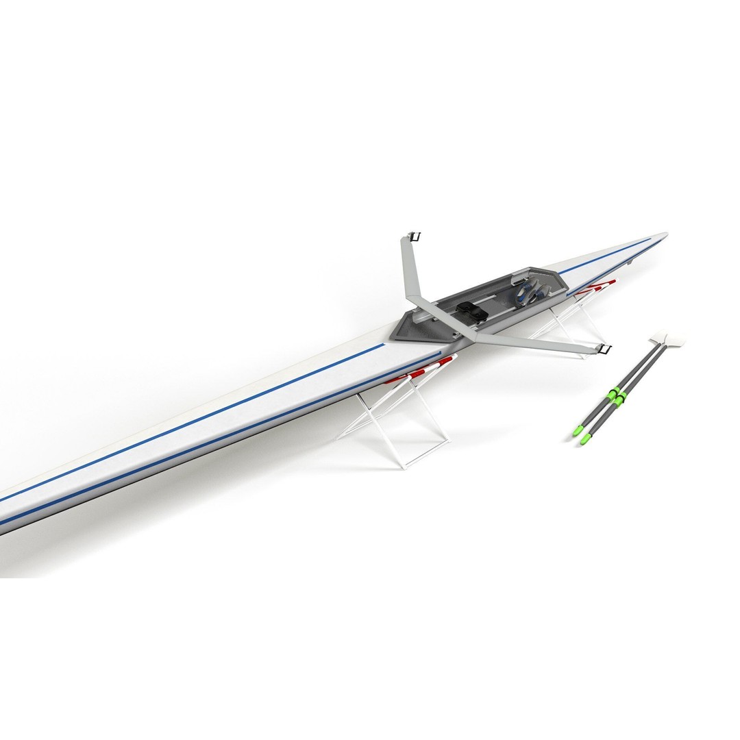 Rowing Boat 3D Model – Rigged Single Scull with PBR Textures - View 3