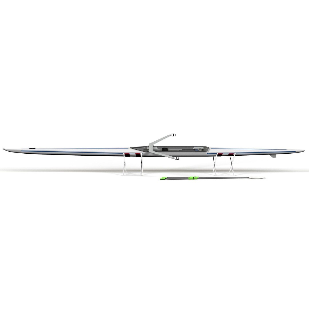 Rowing Boat 3D Model – Rigged Single Scull with PBR Textures - View 4