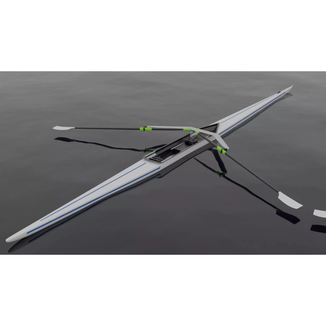 Rowing Boat 3D Model – Rigged Single Scull with PBR Textures - View 6