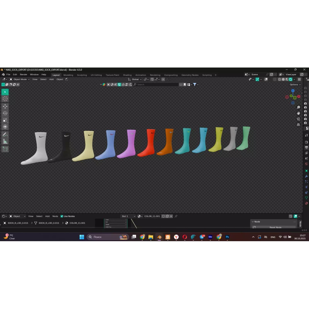 Nike Socks 3D Model – Low Poly Game Asset, FBX, PBR Textures - View 21