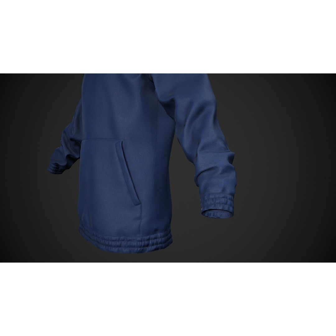 Blue Snowboard Hoodie 3D Model – Low Poly PBR Game Asset, FBX - View 10