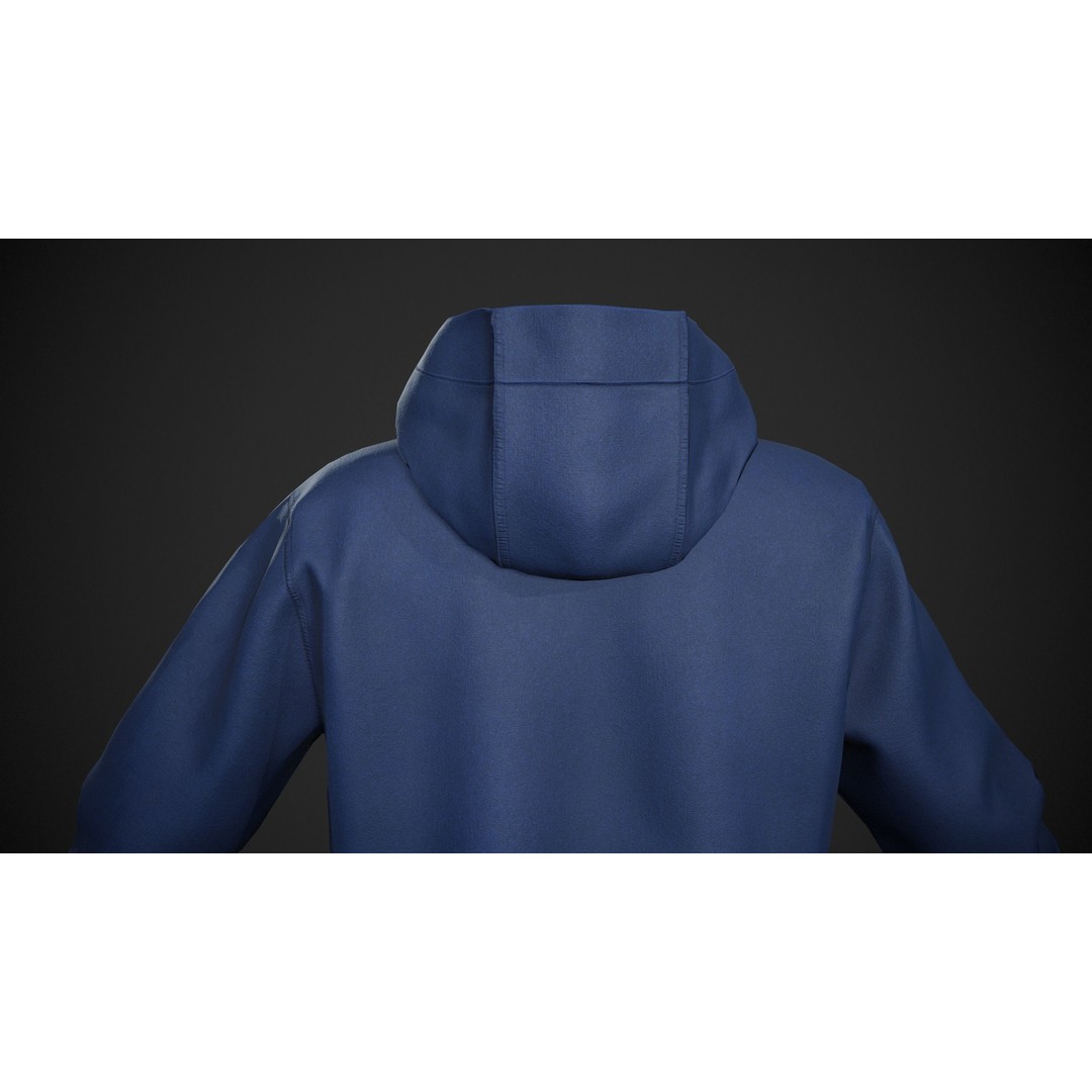 Blue Snowboard Hoodie 3D Model – Low Poly PBR Game Asset, FBX - View 11