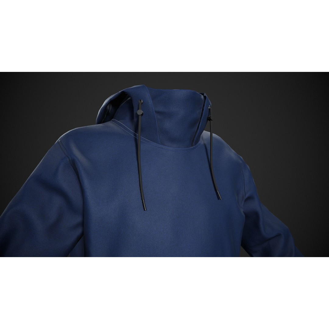Blue Snowboard Hoodie 3D Model – Low Poly PBR Game Asset, FBX - View 12