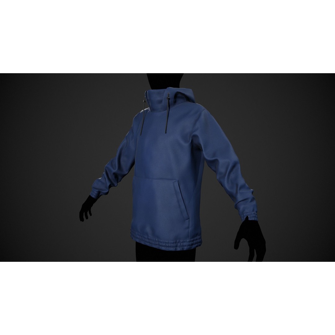 Blue Snowboard Hoodie 3D Model – Low Poly PBR Game Asset, FBX - View 4