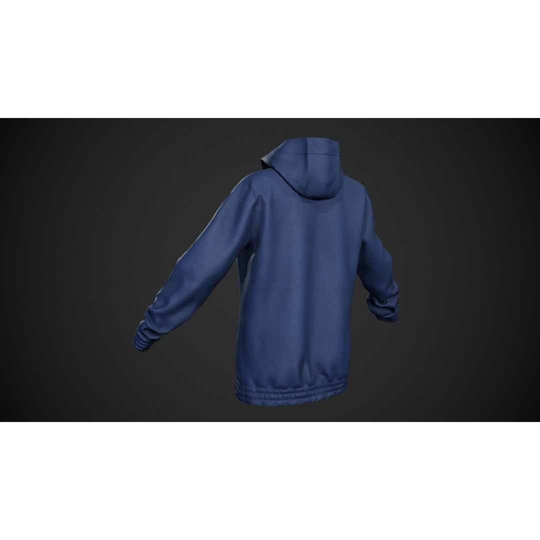 Blue Snowboard Hoodie 3D Model – Low Poly PBR Game Asset, FBX - View 5