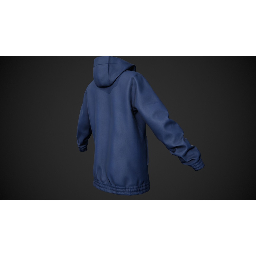 Blue Snowboard Hoodie 3D Model – Low Poly PBR Game Asset, FBX - View 6