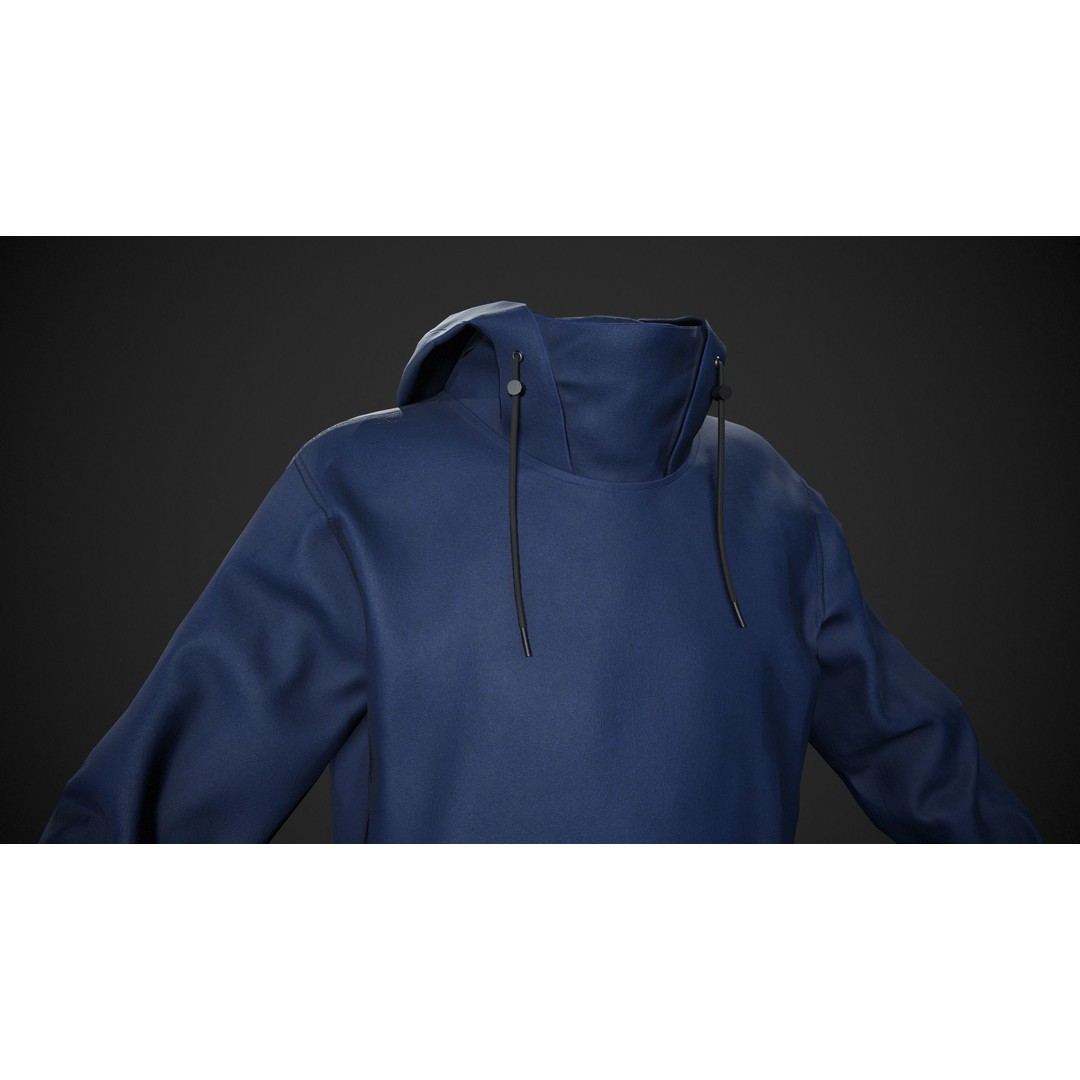 Blue Snowboard Hoodie 3D Model – Low Poly PBR Game Asset, FBX - View 7